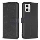 For Motorola Moto G73 5G Four-leaf Embossed Leather Phone Case(Black) - 1