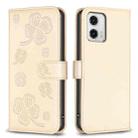 For Motorola Moto G73 5G Four-leaf Embossed Leather Phone Case(Gold) - 1