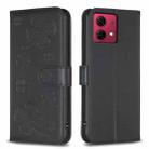 For Motorola Moto G84 Four-leaf Embossed Leather Phone Case(Black) - 1