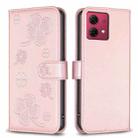 For Motorola Moto G84 Four-leaf Embossed Leather Phone Case(Pink) - 1