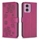For Motorola Moto G34 5G Four-leaf Embossed Leather Phone Case(Rose Red) - 1