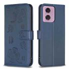 For Motorola Moto G24 / E14 / G04 Four-leaf Embossed Leather Phone Case(Blue) - 1