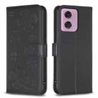 For Motorola Moto G24 / E14 / G04 Four-leaf Embossed Leather Phone Case(Black) - 1