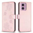 For Motorola Moto G24 / E14 / G04 Four-leaf Embossed Leather Phone Case(Pink) - 1