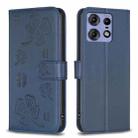 For Motorola Edge 50 Pro 5G Four-leaf Embossed Leather Phone Case(Blue) - 1