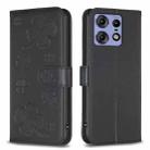 For Motorola Edge 50 Pro 5G Four-leaf Embossed Leather Phone Case(Black) - 1