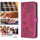 For Motorola Moto G85 Four-leaf Embossed Leather Phone Case(Rose Red) - 3