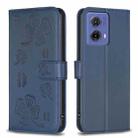 For Motorola Moto G85 Four-leaf Embossed Leather Phone Case(Blue) - 1