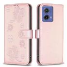 For Motorola Moto G85 Four-leaf Embossed Leather Phone Case(Pink) - 1