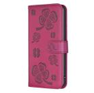 For Motorola Moto G35 Four-leaf Embossed Leather Phone Case(Rose Red) - 2