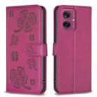 For Motorola Moto G55 Four-leaf Embossed Leather Phone Case(Rose Red) - 1