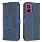 For Motorola Moto G55 Four-leaf Embossed Leather Phone Case(Blue) - 1