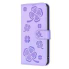 For Motorola Moto G55 Four-leaf Embossed Leather Phone Case(Purple) - 2