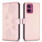 For Motorola Moto G55 Four-leaf Embossed Leather Phone Case(Pink) - 1