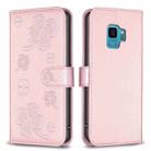 For Samsung Galaxy S9 Four-leaf Embossed Leather Phone Case(Pink) - 1