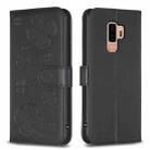 For Samsung Galaxy S9+ Four-leaf Embossed Leather Phone Case(Black) - 1