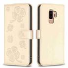For Samsung Galaxy S9+ Four-leaf Embossed Leather Phone Case(Gold) - 1