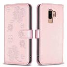 For Samsung Galaxy S9+ Four-leaf Embossed Leather Phone Case(Pink) - 1