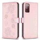 For Samsung Galaxy S20 Four-leaf Embossed Leather Phone Case(Pink) - 1