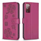 For Samsung Galaxy S20 FE Four-leaf Embossed Leather Phone Case(Rose Red) - 1