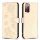 For Samsung Galaxy S20 FE Four-leaf Embossed Leather Phone Case(Gold) - 1