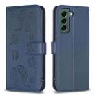 For Samsung Galaxy S21 5G Four-leaf Embossed Leather Phone Case(Blue) - 1