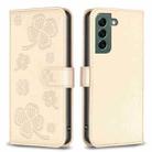 For Samsung Galaxy S21+ 5G Four-leaf Embossed Leather Phone Case(Gold) - 1