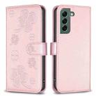 For Samsung Galaxy S21+ 5G Four-leaf Embossed Leather Phone Case(Pink) - 1
