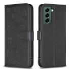 For Samsung Galaxy S22 5G Four-leaf Embossed Leather Phone Case(Black) - 1