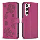 For Samsung Galaxy S23 5G Four-leaf Embossed Leather Phone Case(Rose Red) - 1