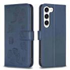 For Samsung Galaxy S23 5G Four-leaf Embossed Leather Phone Case(Blue) - 1