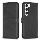 For Samsung Galaxy S23 5G Four-leaf Embossed Leather Phone Case(Black) - 1