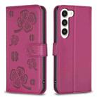 For Samsung Galaxy S23+ 5G Four-leaf Embossed Leather Phone Case(Rose Red) - 1