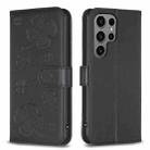 For Samsung Galaxy S23 Ultra 5G Four-leaf Embossed Leather Phone Case(Black) - 1