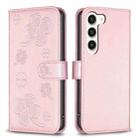 For Samsung Galaxy S24 5G Four-leaf Embossed Leather Phone Case(Pink) - 1
