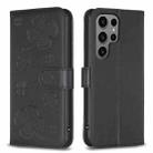 For Samsung Galaxy S24 Ultra 5G Four-leaf Embossed Leather Phone Case(Black) - 1