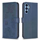 For Samsung Galaxy A14 Four-leaf Embossed Leather Phone Case(Blue) - 1
