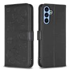 For Samsung Galaxy A14 Four-leaf Embossed Leather Phone Case(Black) - 1