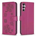 For Samsung Galaxy A15 Four-leaf Embossed Leather Phone Case(Rose Red) - 1