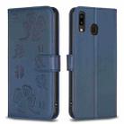 For Samsung Galaxy A20 / A30 Four-leaf Embossed Leather Phone Case(Blue) - 3
