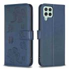 For Samsung Galaxy A22 4G Four-leaf Embossed Leather Phone Case(Blue) - 1
