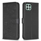 For Samsung Galaxy A22 5G Four-leaf Embossed Leather Phone Case(Black) - 1