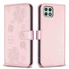 For Samsung Galaxy A22 5G Four-leaf Embossed Leather Phone Case(Pink) - 1