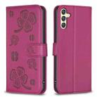 For Samsung Galaxy A24 4G Four-leaf Embossed Leather Phone Case(Rose Red) - 1
