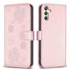 For Samsung Galaxy A24 4G Four-leaf Embossed Leather Phone Case(Pink) - 1