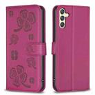 For Samsung Galaxy A25 5G Four-leaf Embossed Leather Phone Case(Rose Red) - 1