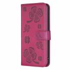 For Samsung Galaxy A25 5G Four-leaf Embossed Leather Phone Case(Rose Red) - 2