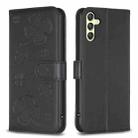For Samsung Galaxy A25 5G Four-leaf Embossed Leather Phone Case(Black) - 1