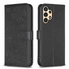 For Samsung Galaxy A32 5G Four-leaf Embossed Leather Phone Case(Black) - 1