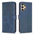 For Samsung Galaxy A33 Four-leaf Embossed Leather Phone Case(Blue) - 1